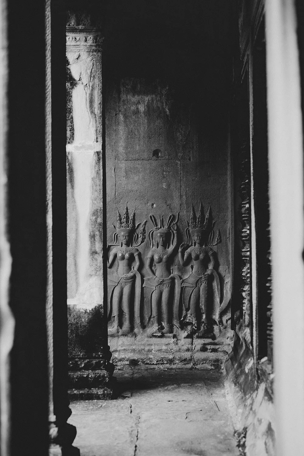 Angkor in close-up — textures, moss, ancient carvings